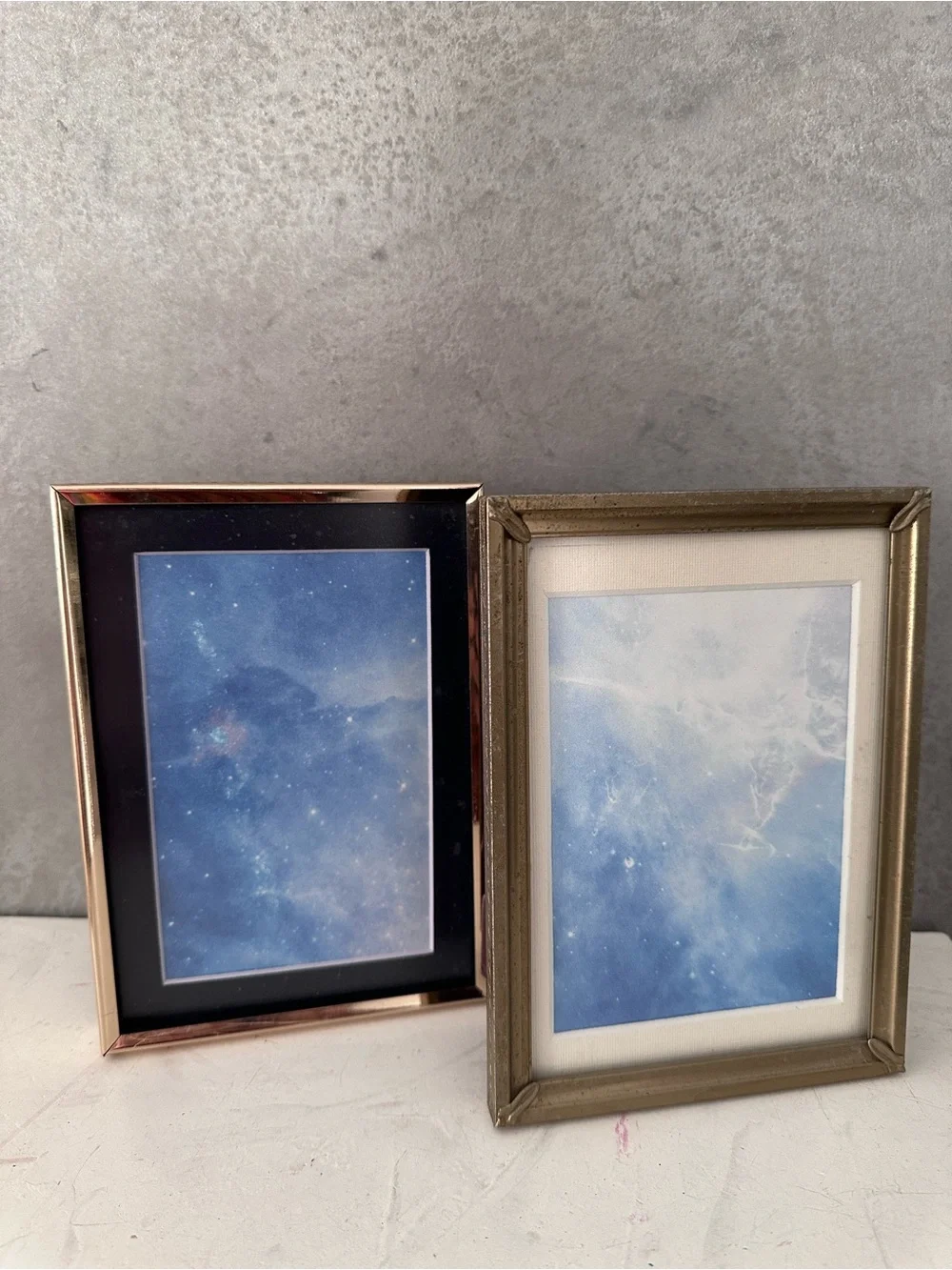 2 Vintage MCM GOLD METAL Frame Picture Photo FITS 5X7 4X6 MAT